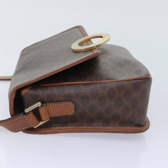 CELINE Macadam Canvas Circle Shoulder Bag Pvc Leather Brown Gold - Picture 6 of 13